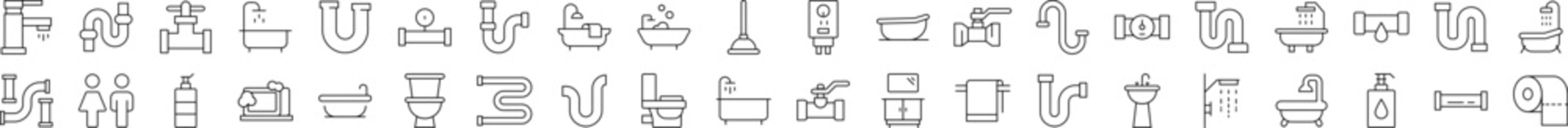 recommend clip art: Plumbing, Faucet, Bathroom Pack of Thin Icons. Editable Stroke. Suitable for Web Sites, Books, Cards, Apps