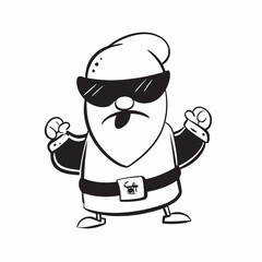 Obraz premium Cool cartoon Santa Claus with sunglasses in victorious pose against white background
