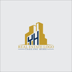 Fototapeta premium Modern YH Real Estate Logo Design with Building Silhouettes