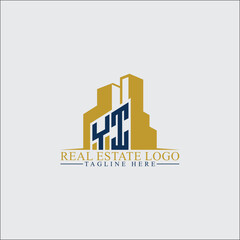 Fototapeta premium Modern YI Real Estate Logo Design with Building Silhouettes