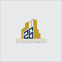 Modern ZG Real Estate Logo Design with Building Silhouettes