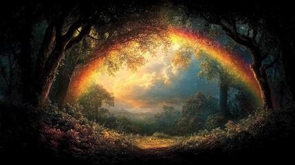 A Rainbow Archway Through a Dark Forest