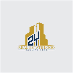Fototapeta premium Modern ZY Real Estate Logo Design with Building Silhouettes