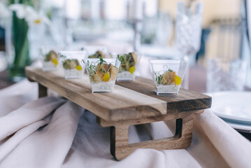 Elegant Appetizers on Wooden Serving Board
