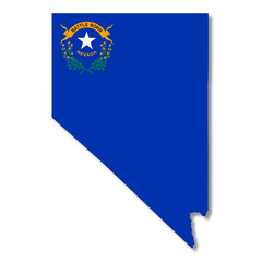 Nevada State Flag Map Illustration with clipping path