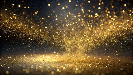 Glittering golden particles creating a dynamic and festive background for celebration and creativity concept
