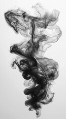 dramatic smoke art billowing black smoke against pristine white background dynamic tendrils creating abstract shapes contrast and movement frozen in time