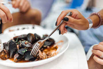 Enjoying Fresh Mussels in Tomato Sauce