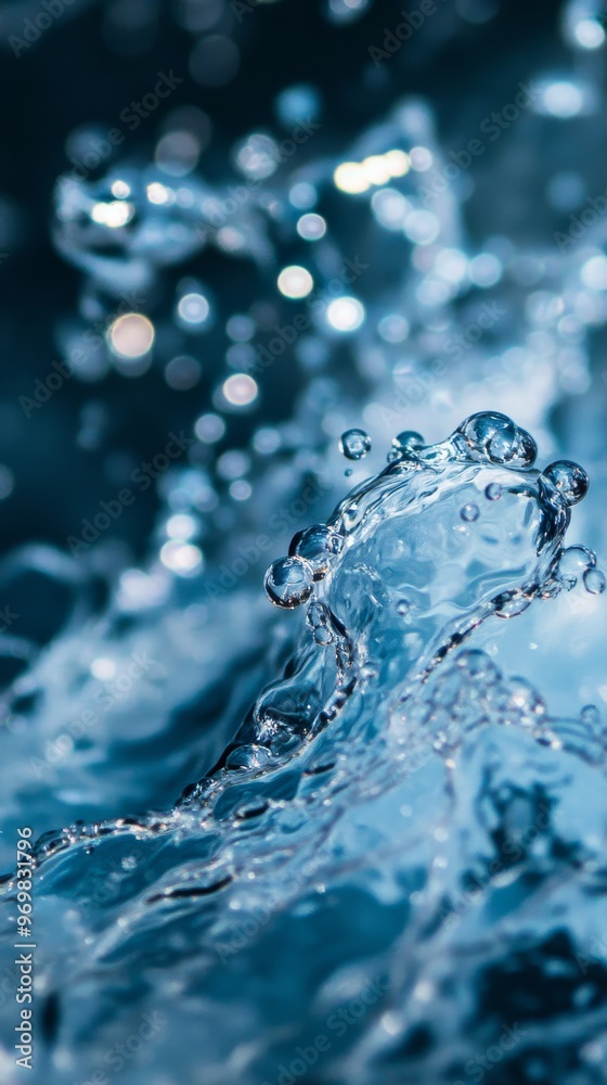 Poster close-up of splashing water droplets in motion