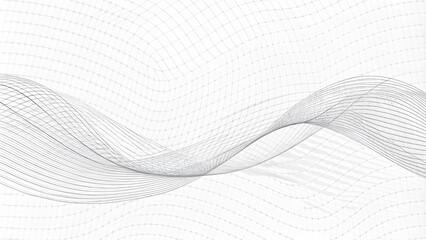 Dynamic wave with connected dots and lines on a white background. Digital wave background, Abstract technology background. Big data visualization. 3D rendering. Abstract technology wave of particles