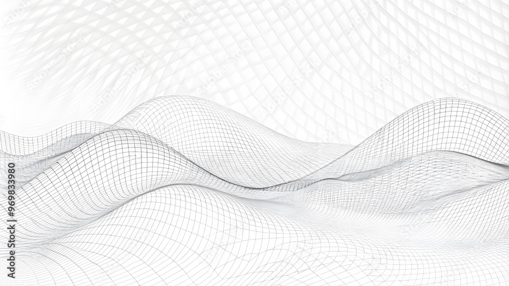 Poster dynamic wave with connected dots and lines on a white background. digital wave background, abstract 