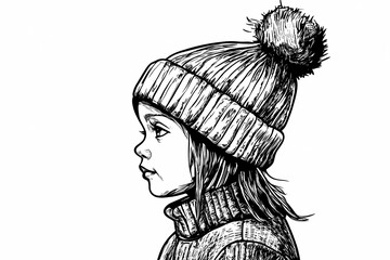 Cozy winter hat coloring page for adults, detailed and stylish design.  