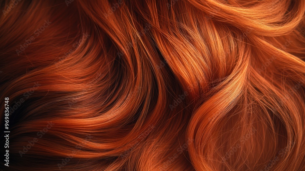 Wall mural close-up of flowing red hair with intricate texture and vibrant color