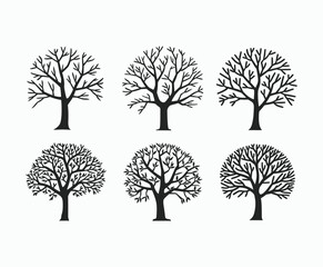 Obraz premium Bare trees silhouette EPS vector file or hand drawn trees isolated illustration