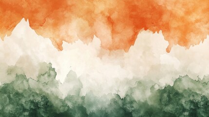 republic day celebration, watercolor background in olive green, tangerine, ivory shades, reflecting the lively republic day spirit of india