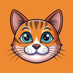 Cat  face Vector Cartoon Illustration. Animal Design Isolated.