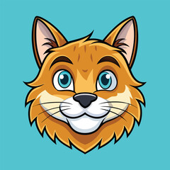 Cat  face Vector Cartoon Illustration. Animal Design Isolated.