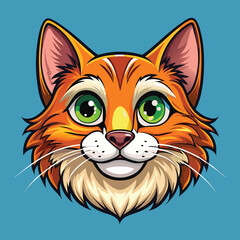 Cat  face Vector Cartoon Illustration. Animal Design Isolated.