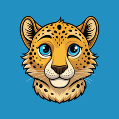 Cheetah face Vector Cartoon Illustration. Animal Design Isolated.