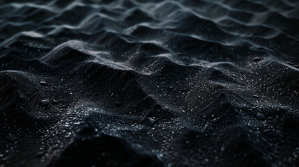 Dark wavy surface with water drops and pebbles