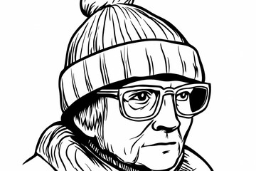 Cozy winter hat coloring page for adults, detailed and stylish design.  