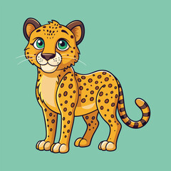 Cheetah Vector Cartoon Illustration. Animal Design Isolated.