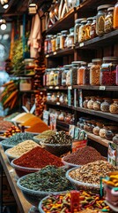 Aisle filled with international foods and exotic spices