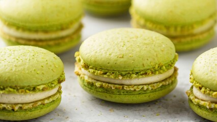 Homemade pistachio macaroons as a tasty dessert.