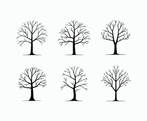 Obraz premium Bare trees silhouette EPS vector file or hand drawn trees isolated illustration