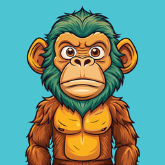 Chimpanzee Vector Cartoon Illustration. Animal Design Isolated