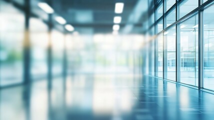 Abstract View of a Modern Office Building Through Glass Windows