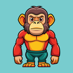 Chimpanzee Vector Cartoon Illustration. Animal Design Isolated