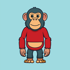 Chimpanzee Vector Cartoon Illustration. Animal Design Isolated