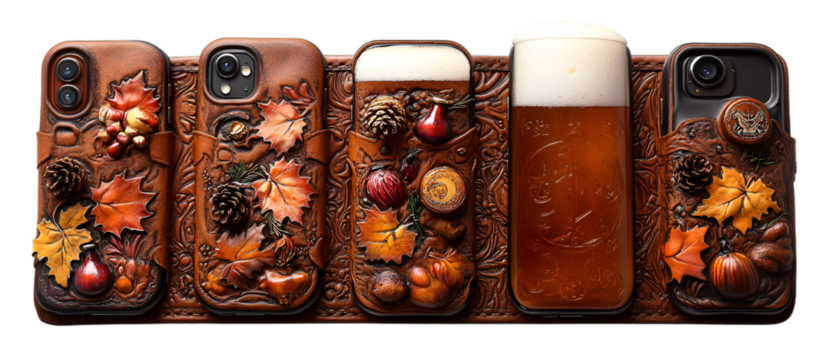 a phone case with a glass of beer.  - Powered by Adobe