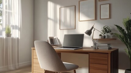 Minimalist Home Office Workspace with Natural Light