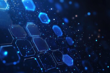 Obraz premium Abstract Blue Hexagon Pattern with Glowing Lights