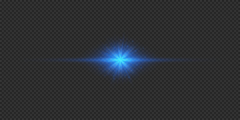 Blue horizontal light effect of lens flares