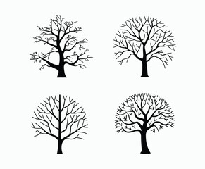 Obraz premium Bare trees silhouette EPS vector file or hand drawn trees isolated illustration