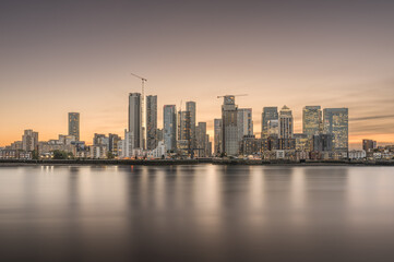 Canary Wharf at Sunset from the Greenwich Peninsula