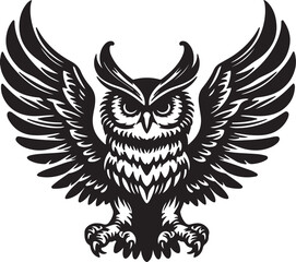 Obraz premium owl open wings silhouette design vector art illustration.