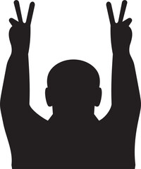 Victory men vector . Victory sign men vector .