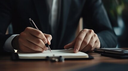 Close Up of a Hand Writing in a Notebook
