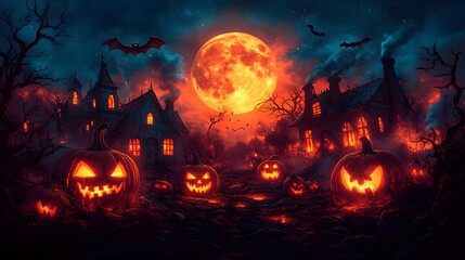 Spooky Halloween Night background design AI generated