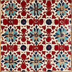 4. Intricate Moroccan tile pattern with deep reds and turquoise