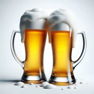 Jarra de cristal de cerveza fr&iacute;a con espuma