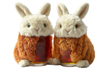 two stuffed animals next to each other. 