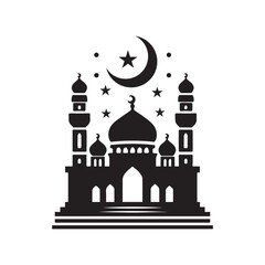 Islamic Mosque Silhouette Vector Illustration