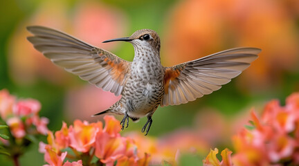 Naklejka premium Hummingbird in the wild. Beautiful extreme close-up. Chilli. Printable photo with Instant Download. Digital photography. Art Decor. Digital art.