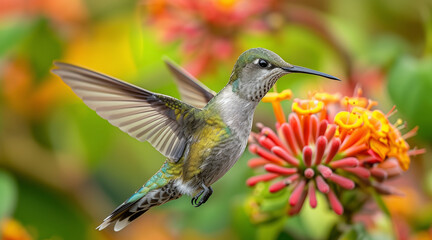 Obraz premium Hummingbird in the wild. Beautiful extreme close-up. Chilli. Printable photo with Instant Download. Digital photography. Art Decor. Digital art.
