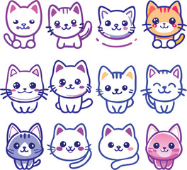 Fototapeta premium Adorable Cat Stickers A Collection of Cute and Playful Designs
